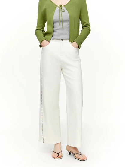Women's Jeans Color Block Embroidered Straight Leg