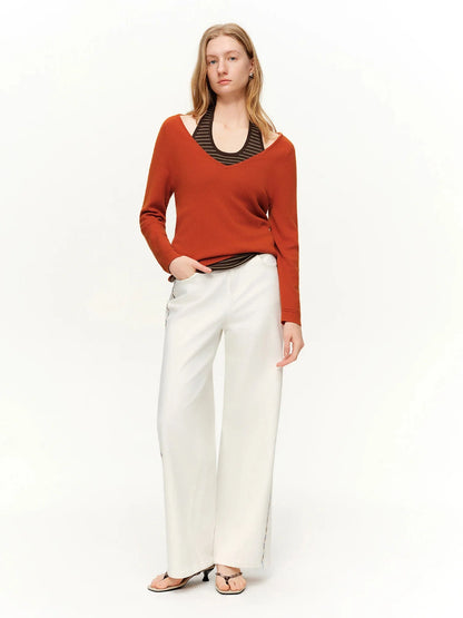 Women's Jeans Color Block Embroidered Straight Leg